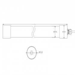 Tubo LED DC12V, IP65, 22W, 150cm, Quesos y fiambres