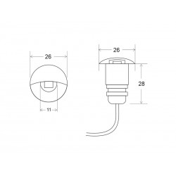 Foco POD LED 1W, IP67 Acero inox