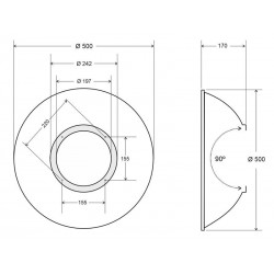 Reflector aluminio 90º para lámpara industrial, Ø220mm