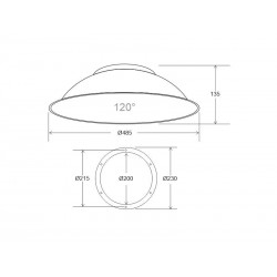 Reflector aluminio 120º para lámpara industrial, Ø215mm, blanco