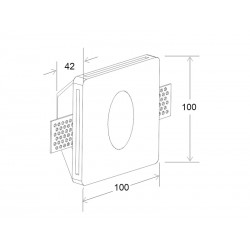 HUTT Baliza empotrada escayola, 100x100mm, 1W