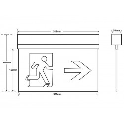 Luz de emergencia LED SIGN Superficie Transparente SL2