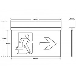 Luz de emergencia LED SIGN Suspendida Transparente SL2