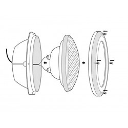 Lámpara LED PAR56 para piscinas, G53, 45W, Acero Inox.