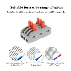 Conector rápido doble para 3 cables 0,08-2,5mm2