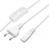 Cable de alimentación con interruptor, 2 x 0,75mm, clavija EU-C7, 1,5m. blanco