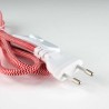 Cable textil con interruptor y enchufe, 2x0,75mm, 2m, rojo-blanco