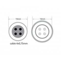 Cable extensión 4 Pinx0,75mm, 200cm, IP67, negro
