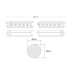 Tubo LED T8 SMD2835 Cristal - 10W - 60cm, Conexión un Lateral