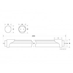 Tubo LED T8 SMD2835 Epistar - Aluminio - 35W -240cm, Conexión dos Laterales