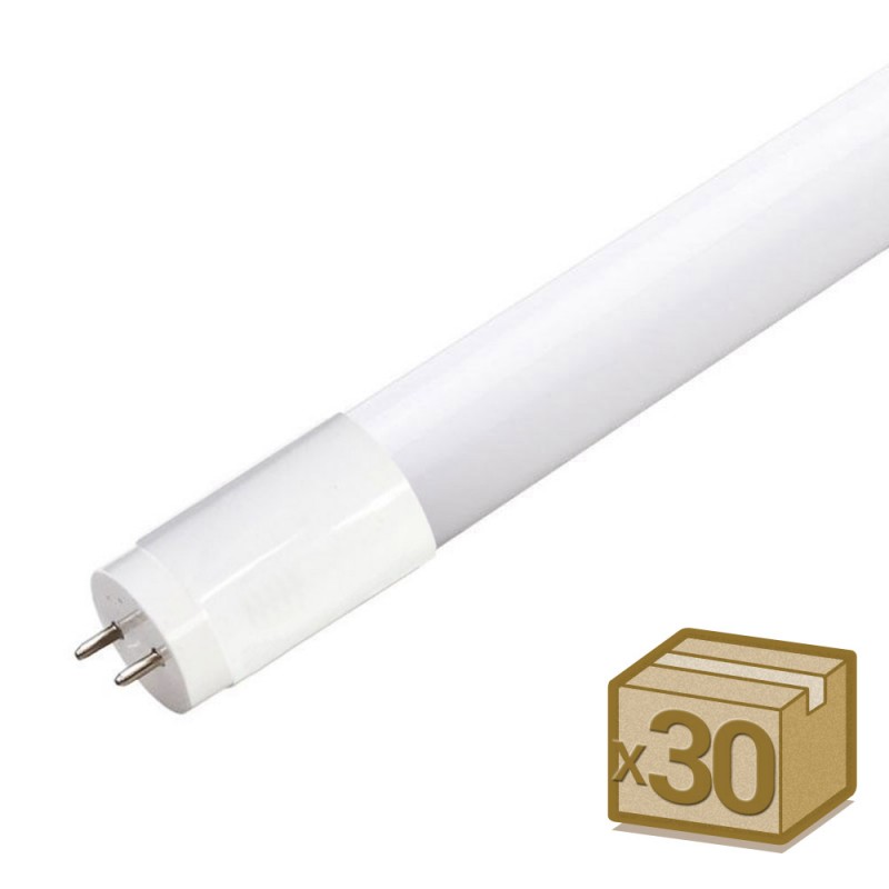 Pack 30 Tubos LED T8 SMD2835 Cristal - 20W - 120cm, Conexión dos Laterales