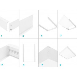 Kit marco Blanco para instalar Panel Led 60x60cm en superficie, Altura 68mm