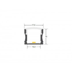 KIT - Perfil aluminio HARFO para tiras LED, 2 metros, negro