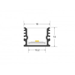 Perfil aluminio KOR para tiras LED, 2 metros, IP67