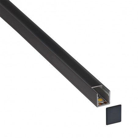 KIT - Perfil CUB para tiras LED, 1 metro, negro