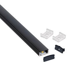 KIT - Perfil aluminio BARLIS para tiras LED, 1 metro, negro