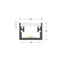 KIT - Perfil aluminio GROOR para tiras LED, 2 metros