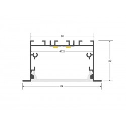 KIT - Perfil aluminio OSIC V2 para tiras LED, 1 metro