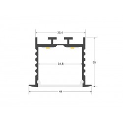 KIT - Perfil aluminio TEITO para tiras LED, 1 metro