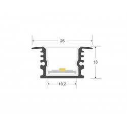 Perfil aluminio KOR IN para tiras LED, 1 metro, IP67