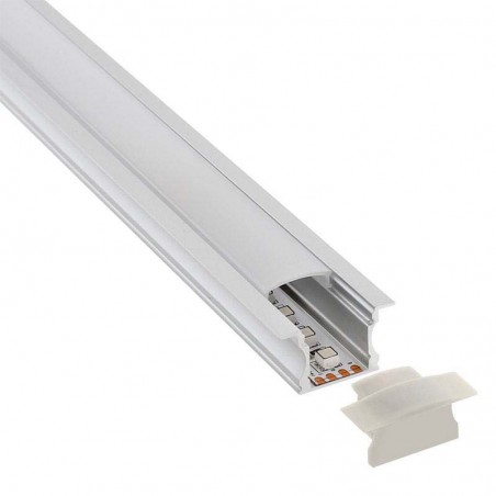 KIT - Perfil aluminio RIDA para tiras LED, 2 metros
