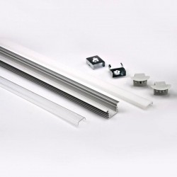 KIT - Perfil aluminio CAMPRO para tiras LED, 1 metro