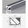 KIT - Perfil aluminio KIRK para tiras LED, 2 metros