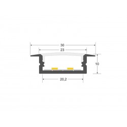 KIT - Perfil aluminio KOBE BIG para tiras LED, 1 metro